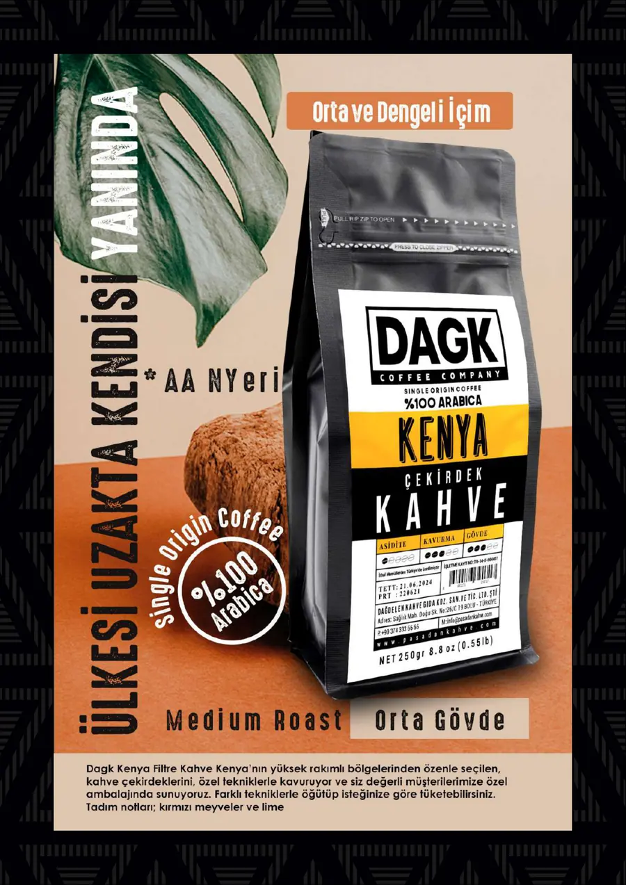 DAGK Coffee Company Kenya çekirdek kahve ambalajı